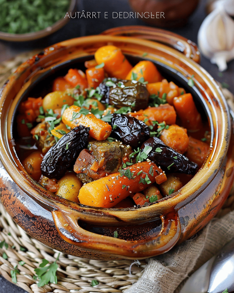 Veal Shank Tagine with Carrots, Bitter Turnips (or Parsnips), and Prunes