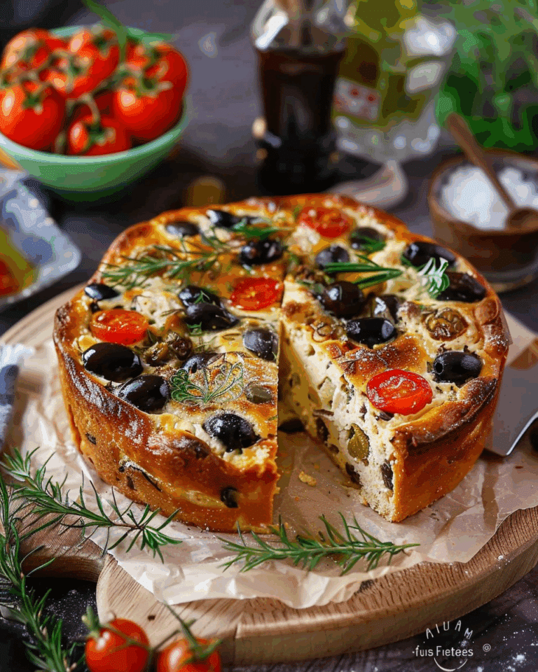 Savory Cake with Olives, Feta, and Dried Tomatoes