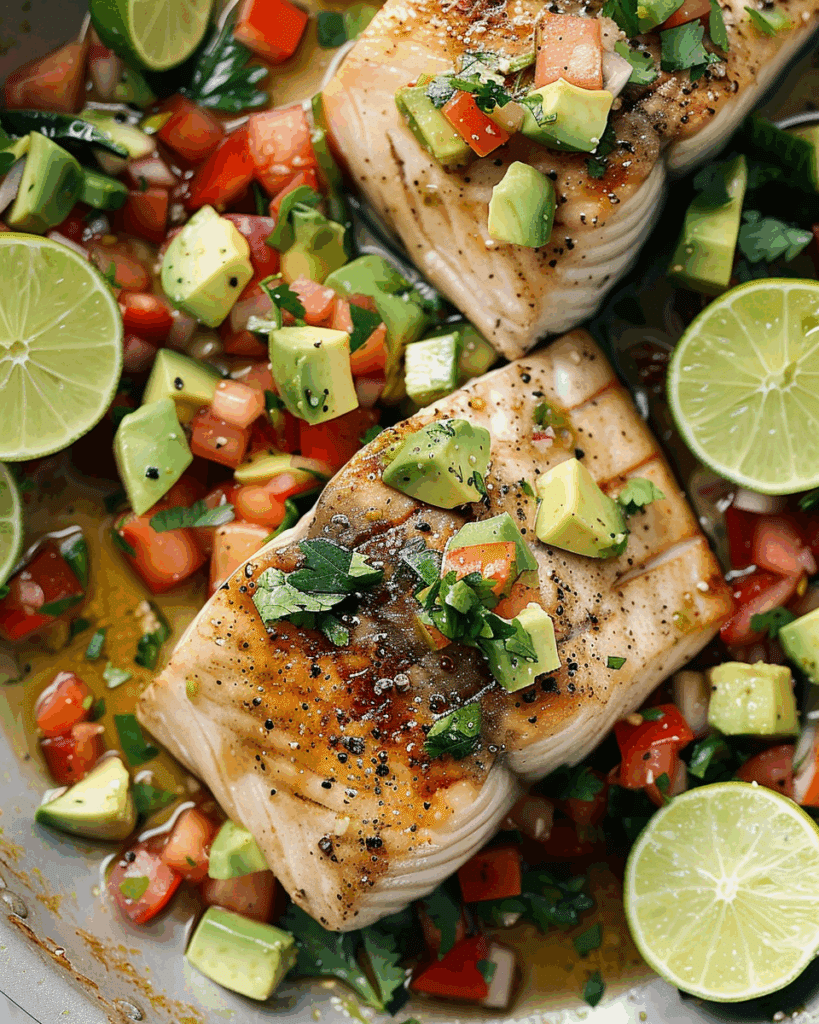 Brown Butter Lime Mahi Mahi with Avocado Salsa