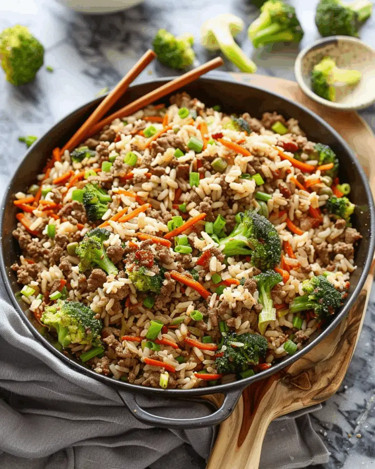 One Pot Ground Beef and Broccoli with Rice