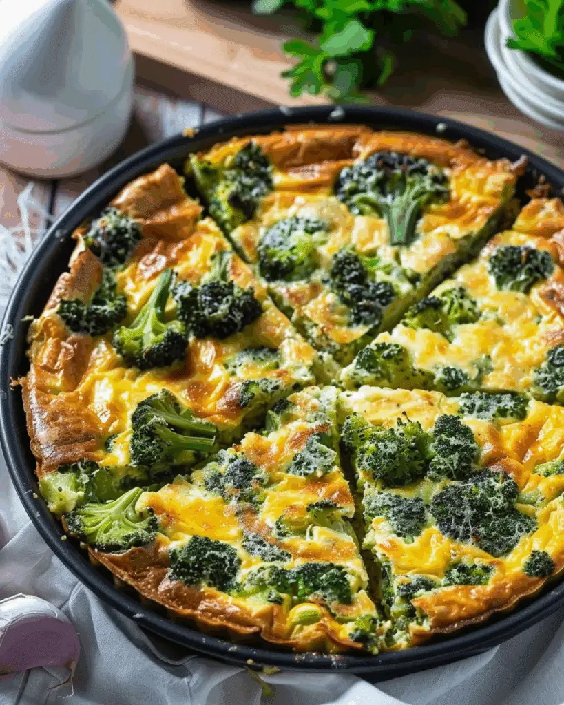 Broccoli Cheddar Crustless Quiche