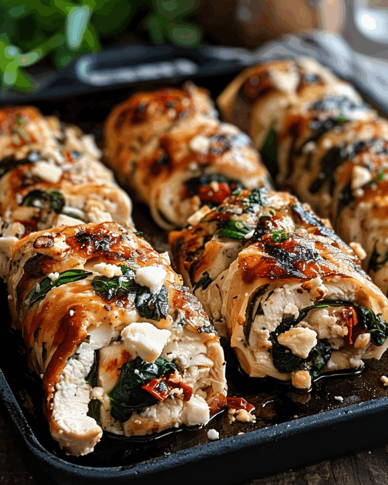 Chicken Rolls with Feta, Spinach & Sun-Dried Tomatoes