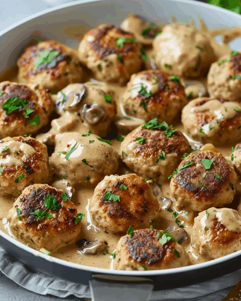 Creamy Mushroom Chicken Meatballs