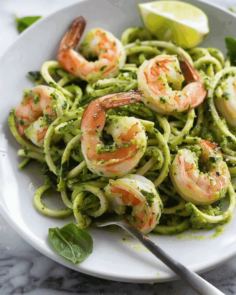 Chive Pesto Shrimp with Zoodles