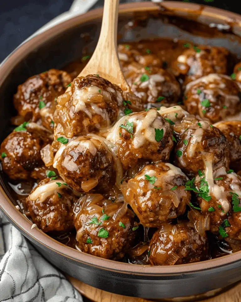 Crockpot French Onion Meatballs