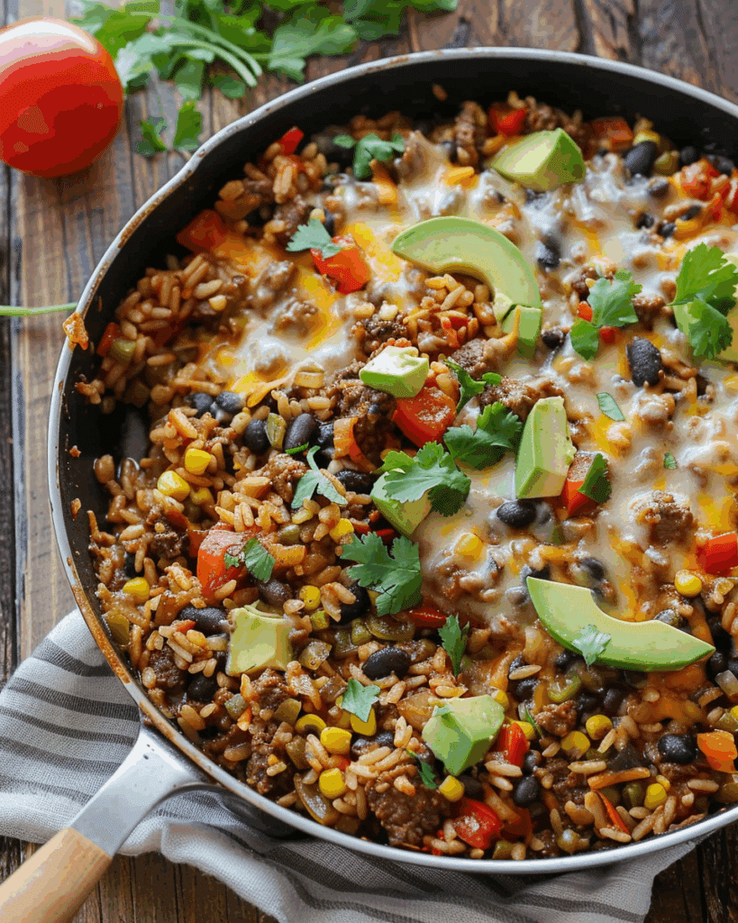 Mexican Beef and Rice Skillet