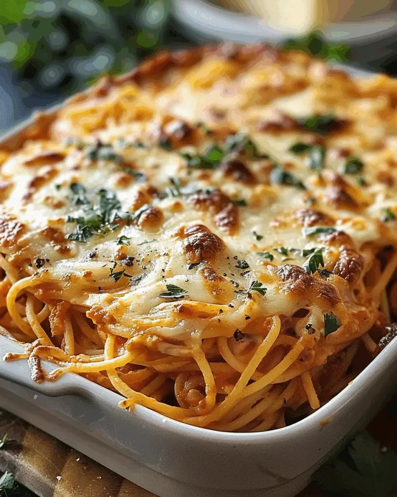 Baked Cream Cheese Spaghetti Casserole