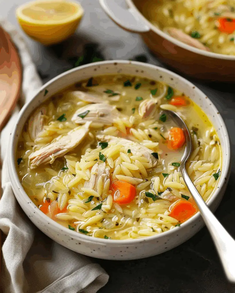 Lemon Chicken Orzo Soup