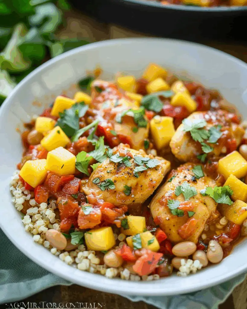 One Pan Mango Salsa Chicken and Butter Beans