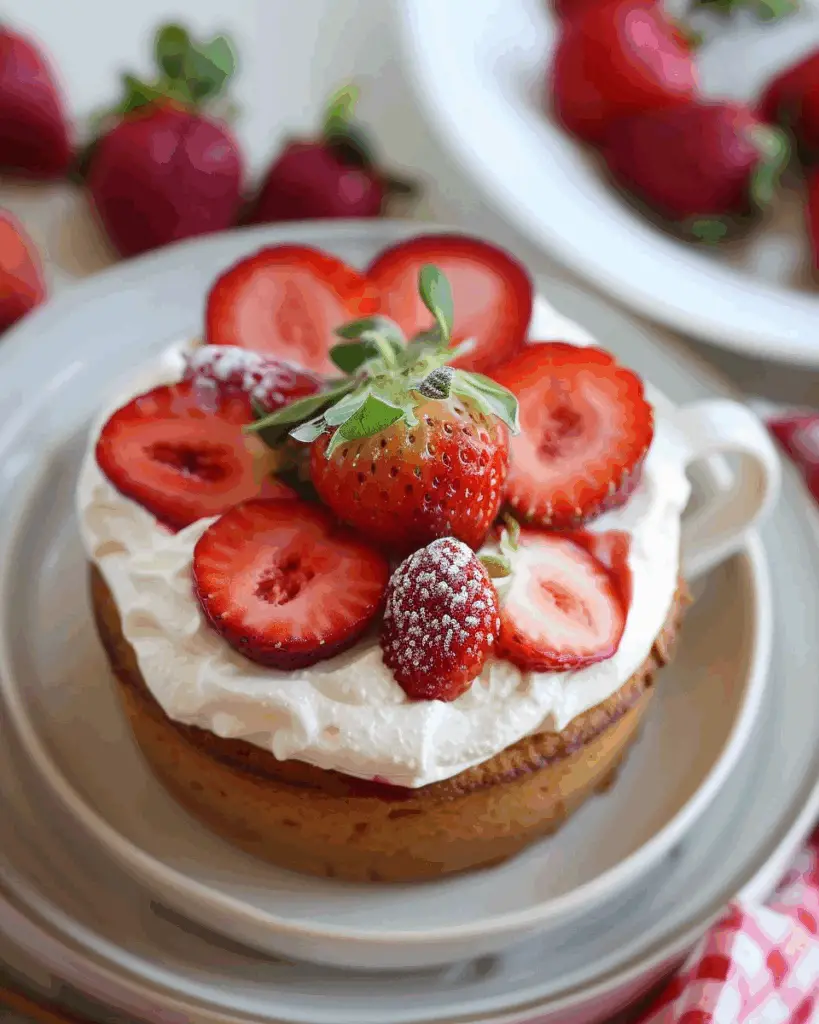 Healthy Strawberry Shortcake Mug Cake