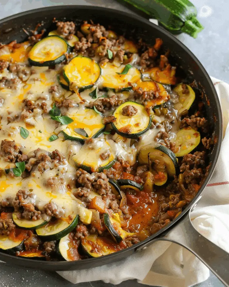 Cheesy Ground Beef Zucchini Skillet