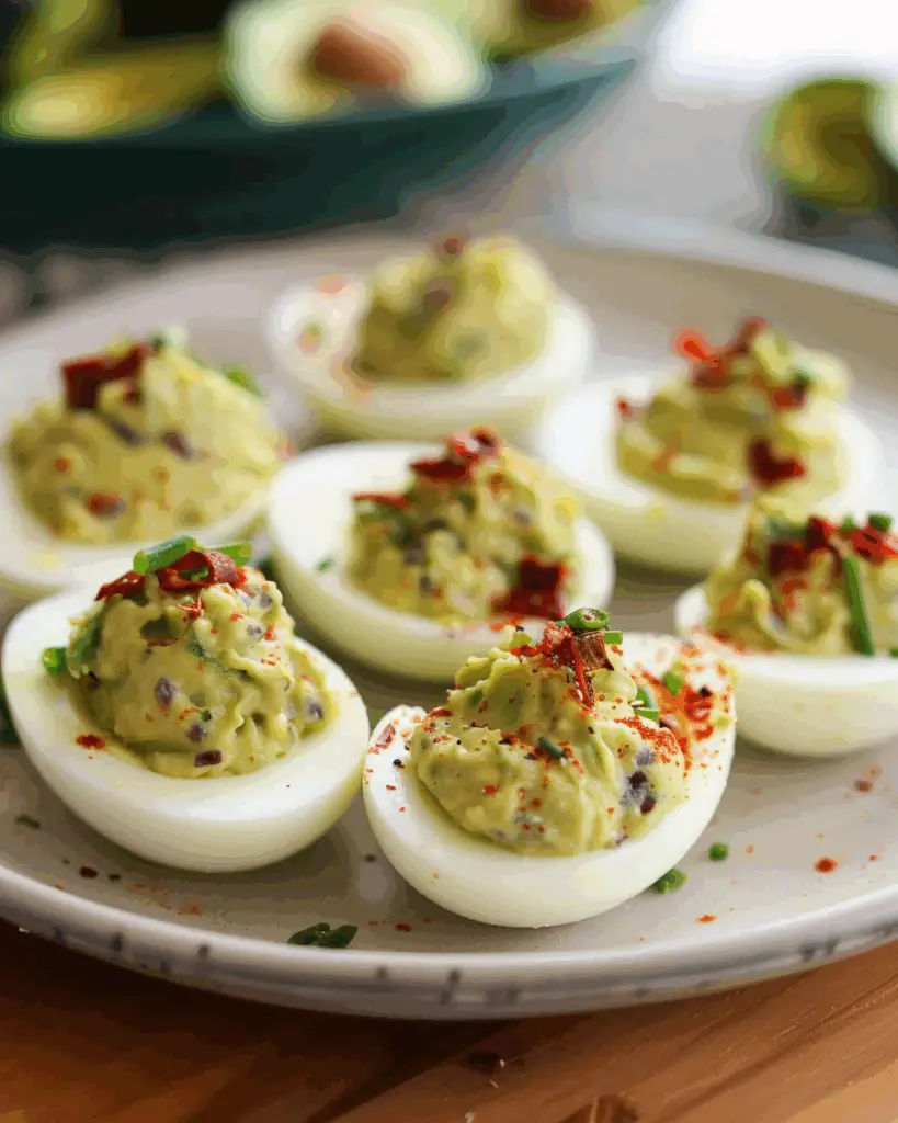 Avocado Guacamole Deviled Eggs