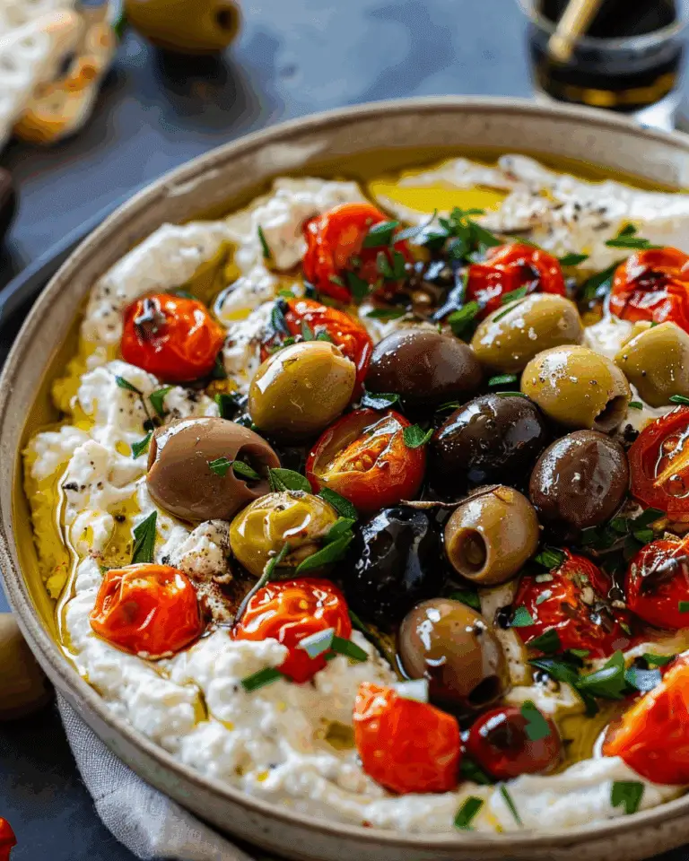 Feta Dip with Roasted Olives and Tomatoes