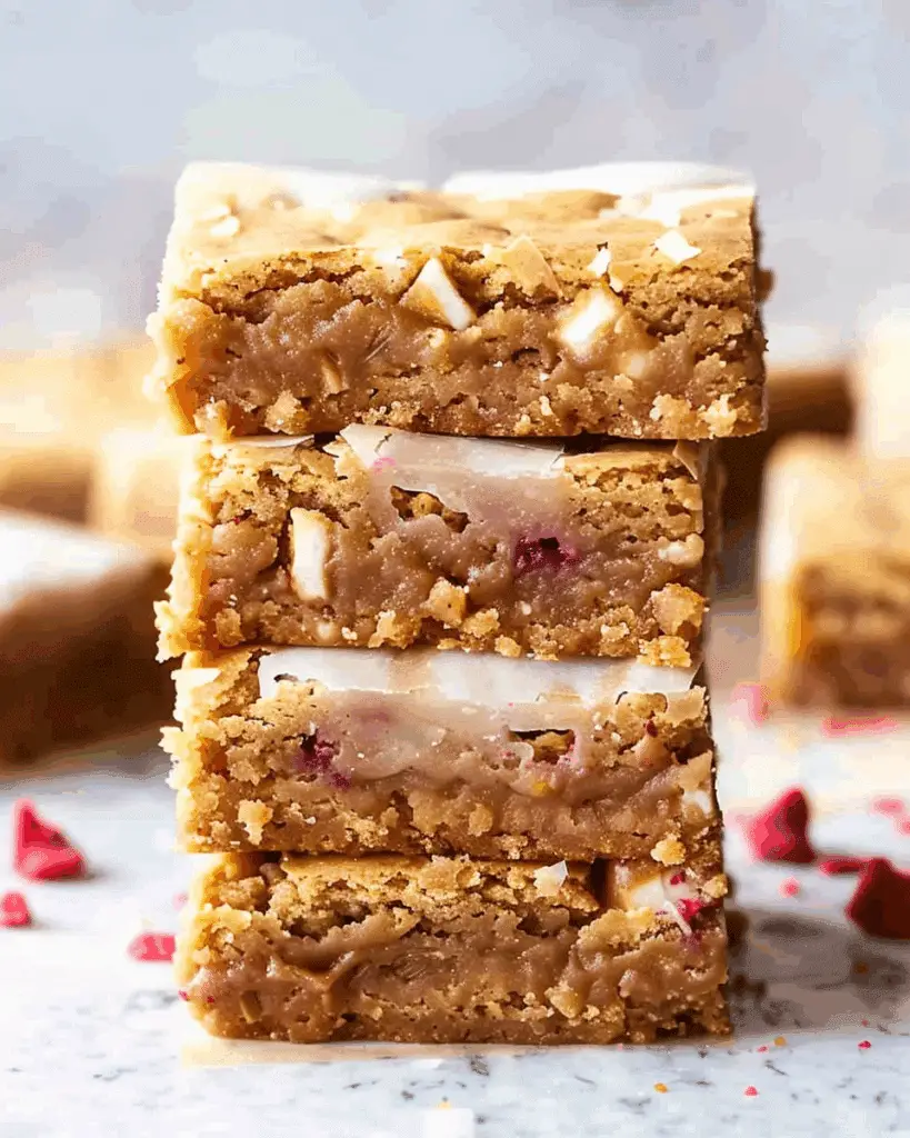 Lemon Glazed White Chocolate and Raspberry Blondies