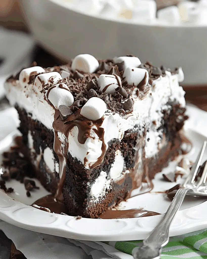 Marshmallow Chocolate Poke Cake