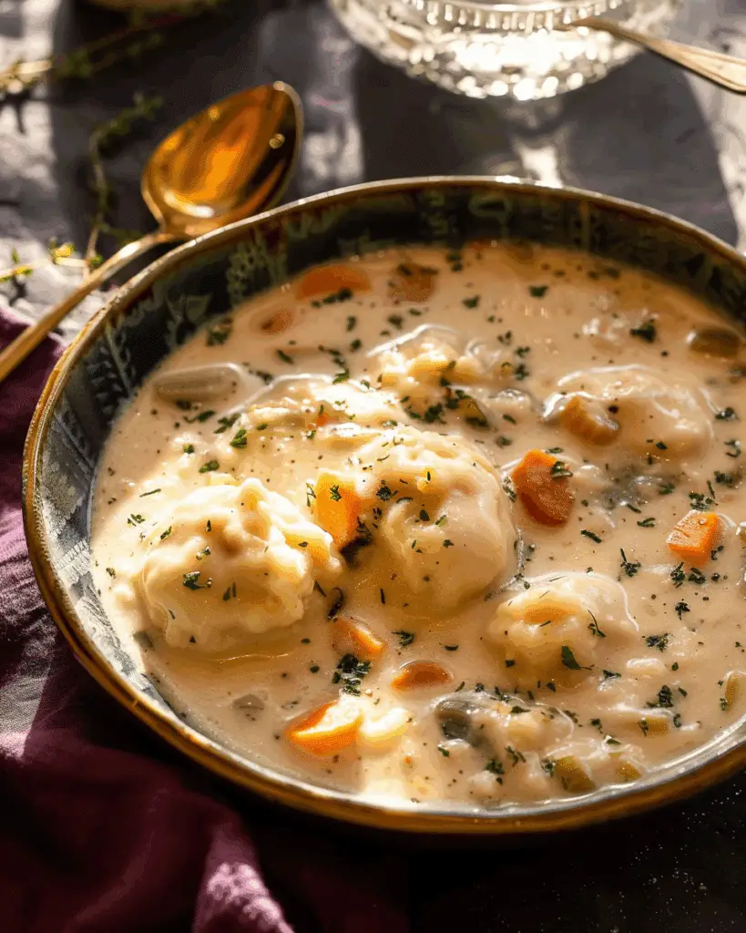 One Pot Creamy Vegetable Dumpling Soup