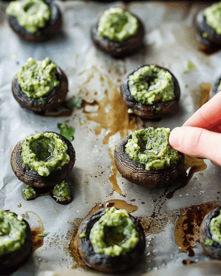 Vegan Stuffed Mushrooms with Pesto Cream