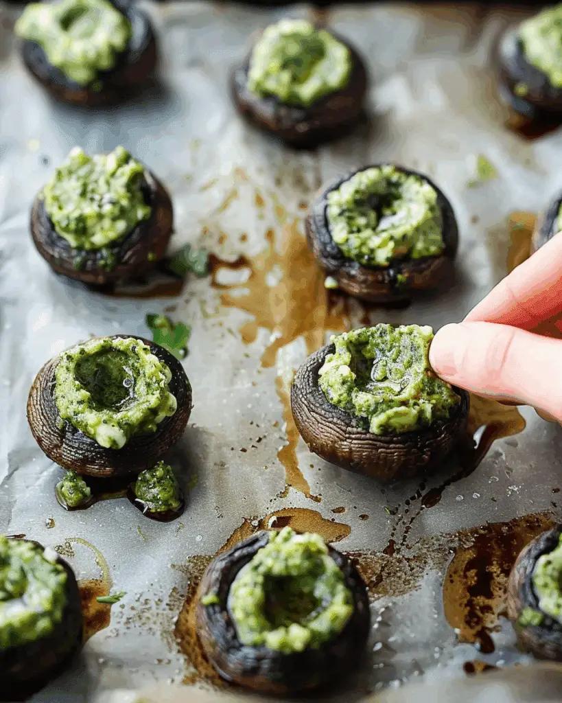 Vegan Stuffed Mushrooms with Pesto Cream