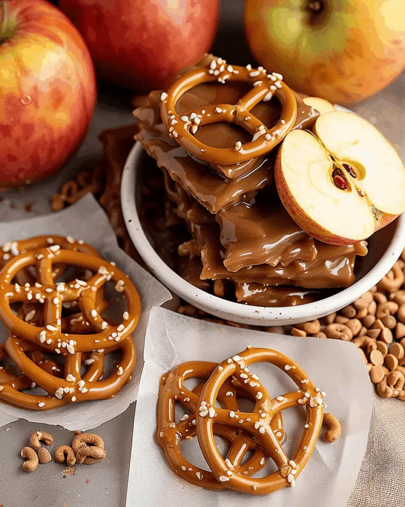 Caramel Apple Bark With Pretzels