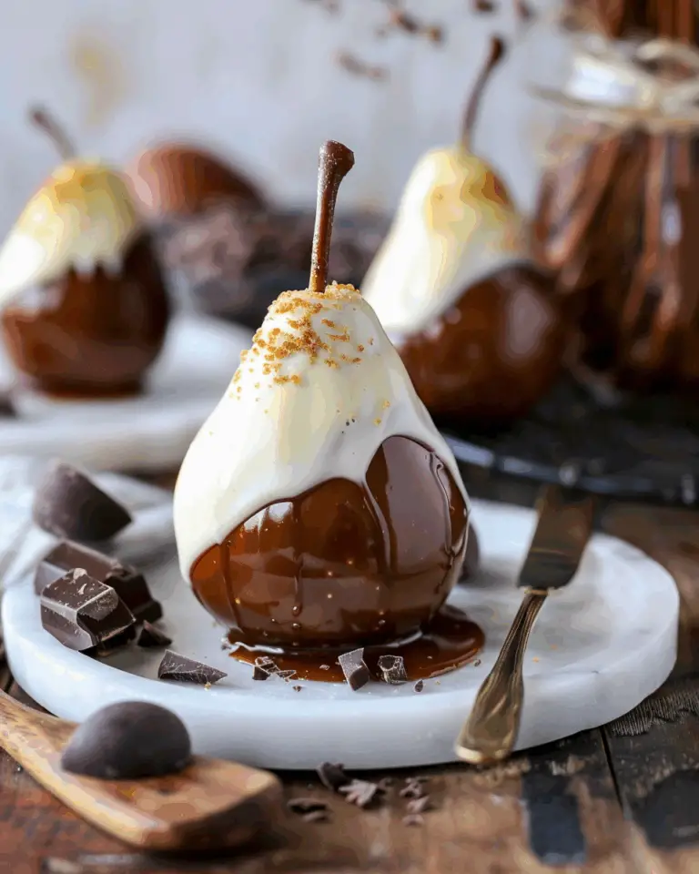 Chocolate Caramel Dipped Pears