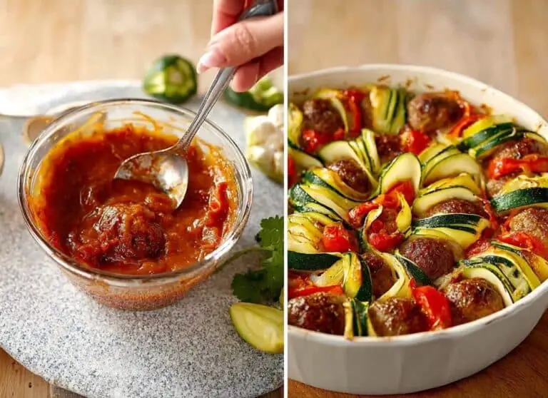 Moroccan Spiral Meatball Zucchini Bake