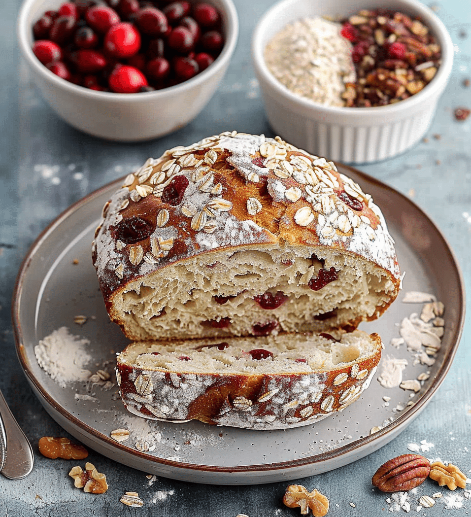 Crusty Cranberry Nut No-Knead Bread