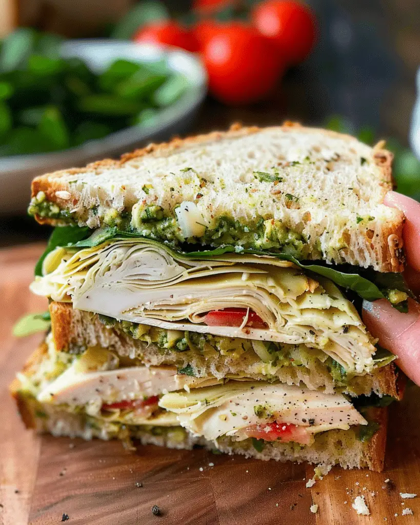 Turkey Artichoke Pesto Sandwich