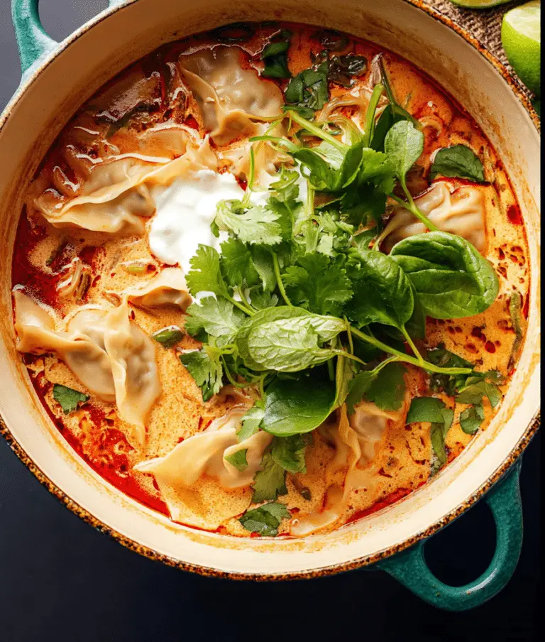Thai Red Curry Potsticker Soup