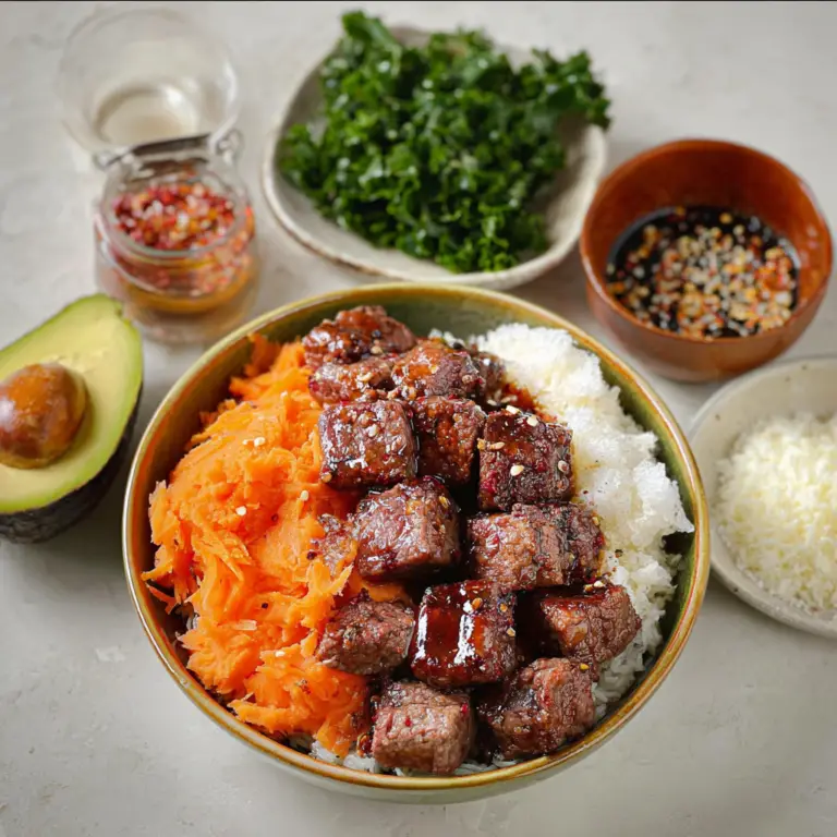 Sweet Potato Beef Bowl with Hot Honey