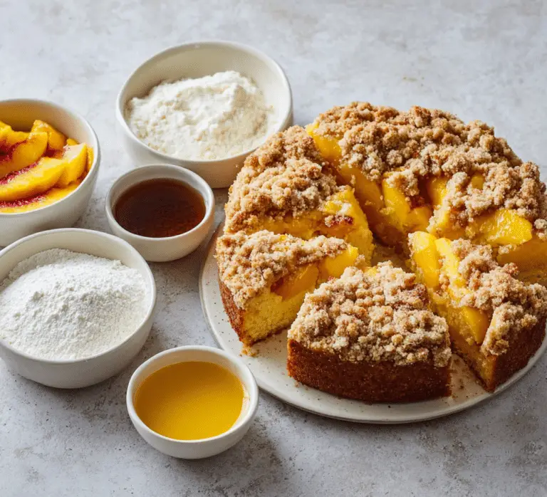 Peach Ricotta Cake with Brown Butter Streusel