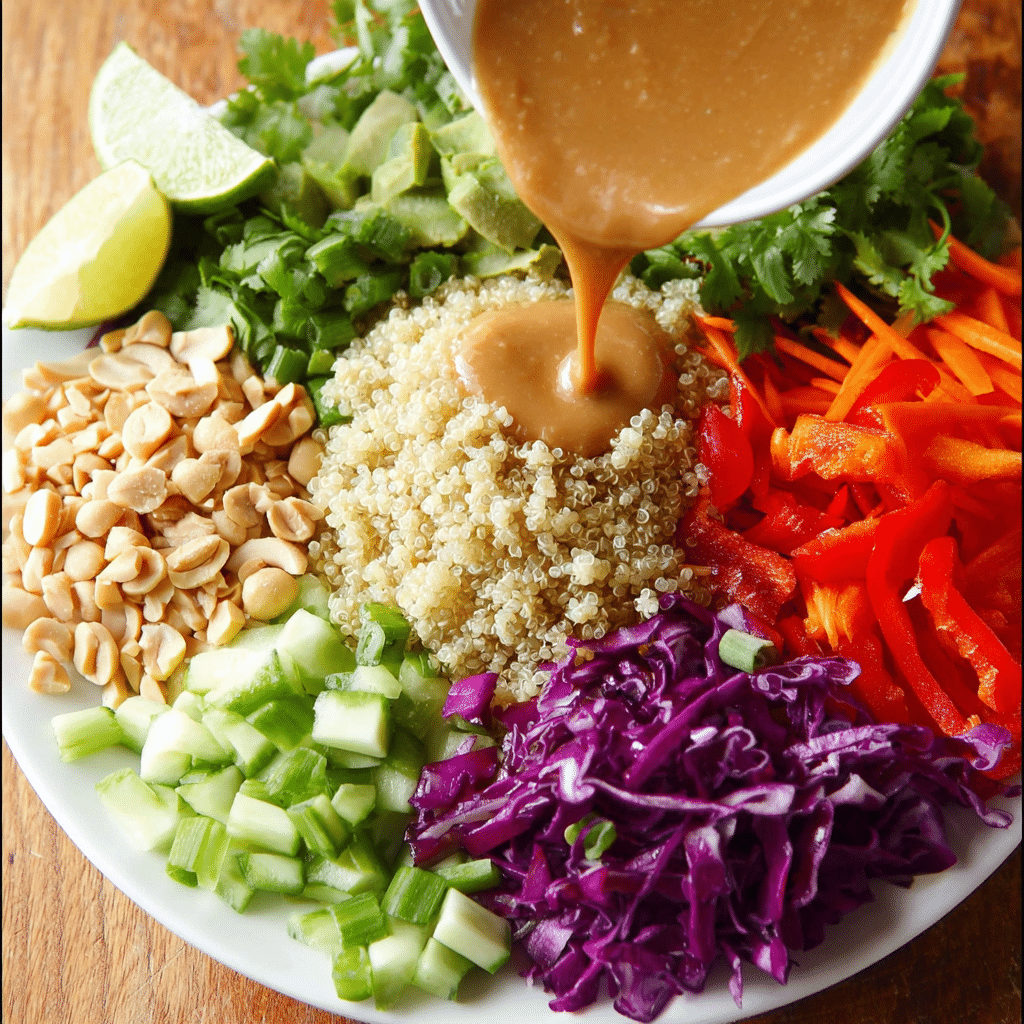 Fresh Thai Quinoa Salad with Peanut Sauce