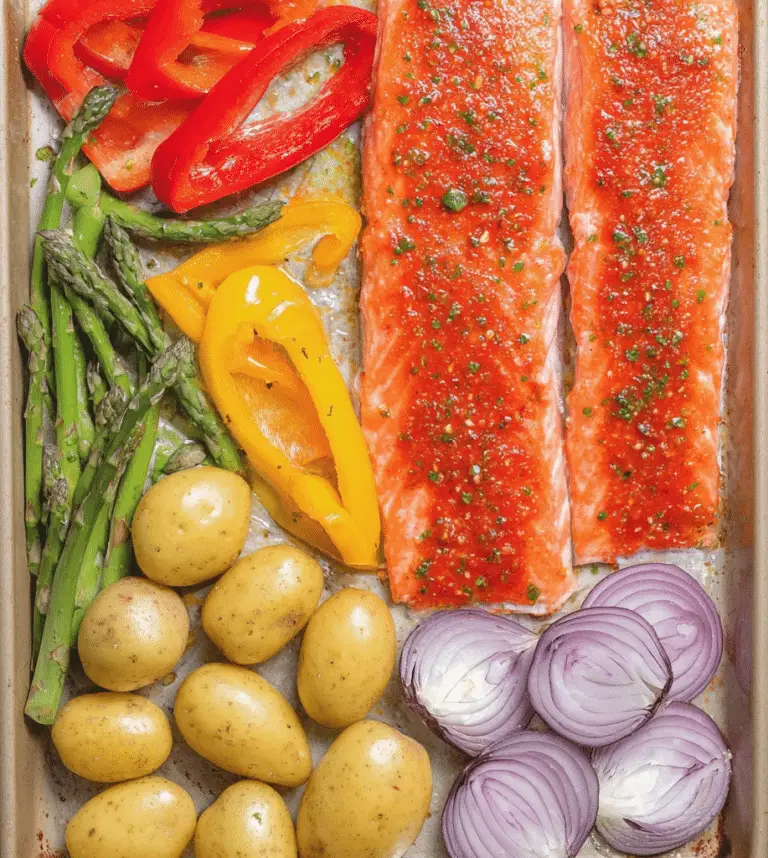 Sheet-Pan Chili-Lime Salmon with Potatoes & Peppers