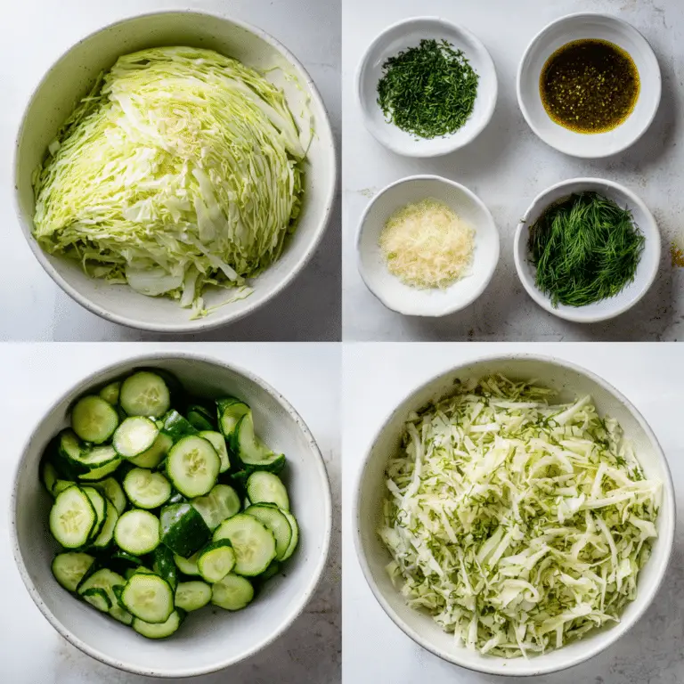 Green Cabbage Cucumber Salad with Herbs