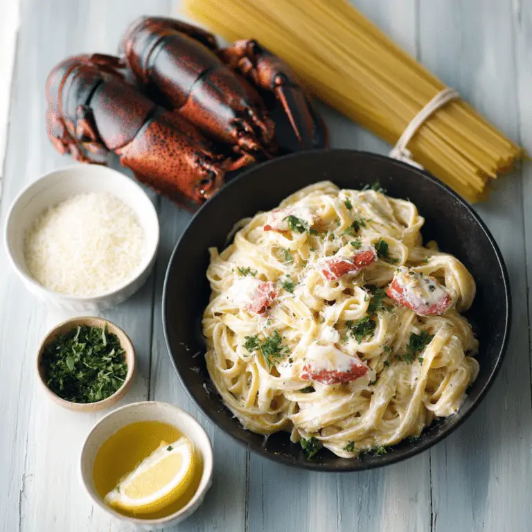 Easy Garlicky Lobster Fettuccine Alfredo