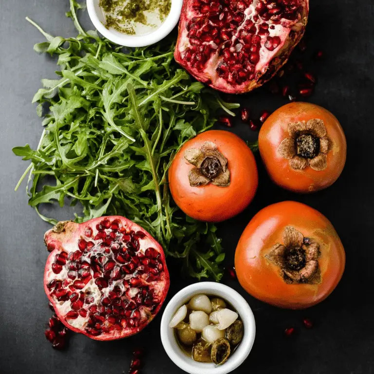 Persimmon and Pomegranate Arugula Salad