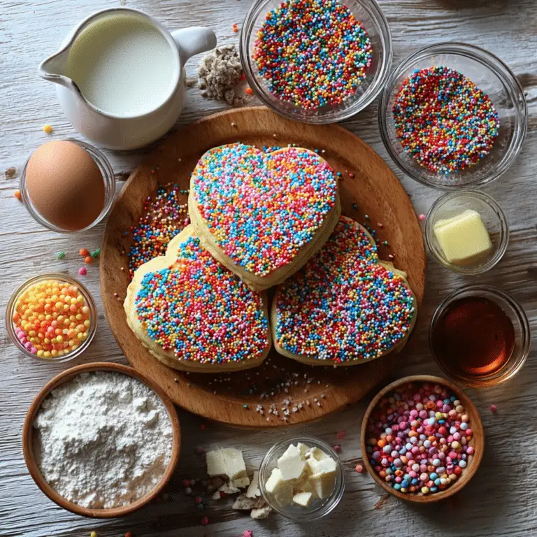 Rainbow Sprinkle Heart Pancakes
