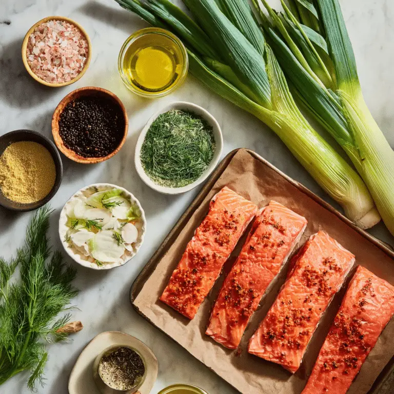 Sheet-Pan Salmon with Melting Leeks