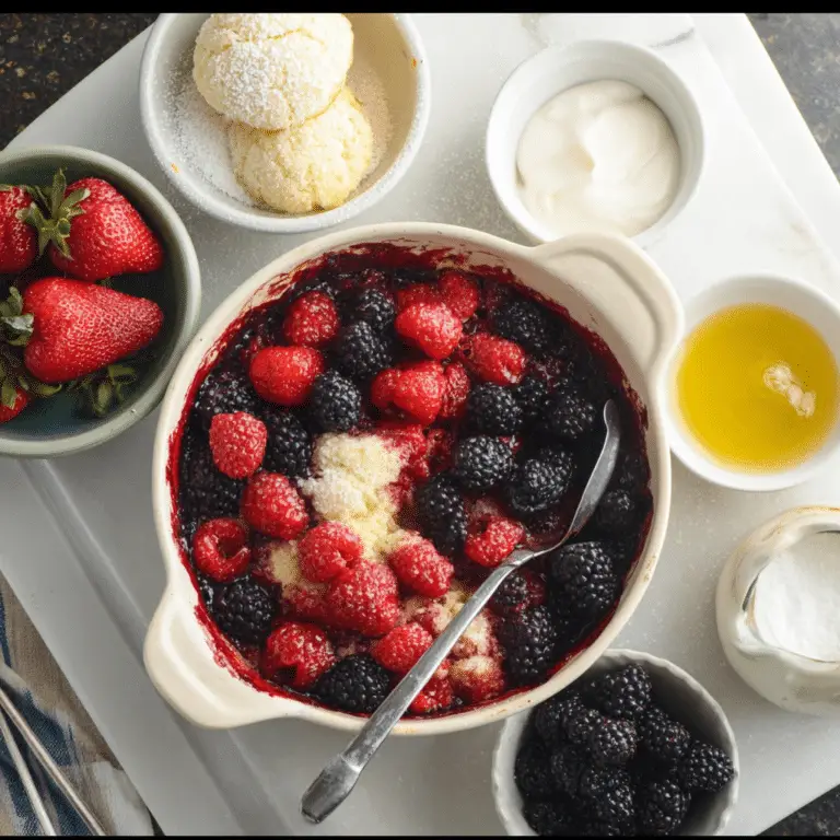 Easy Triple Berry Cobbler recepe