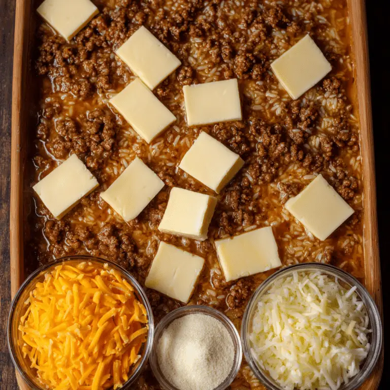 Cheesy Ground Beef & Rice Casserole