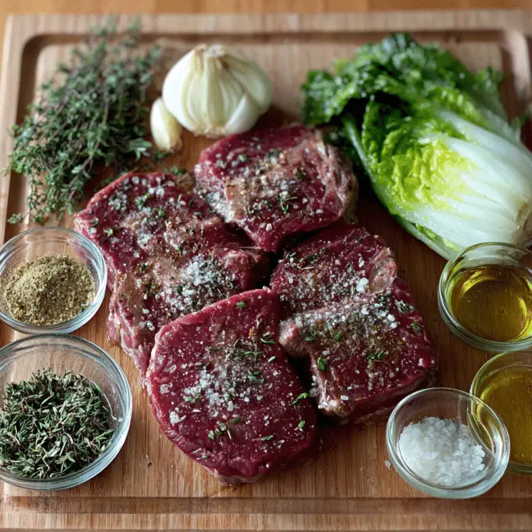Pan-Seared Steak with Crispy Herbs & Escarole