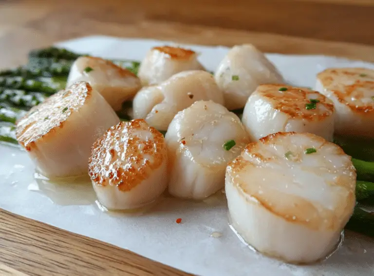 Tarragon Scallops on Asparagus Spears