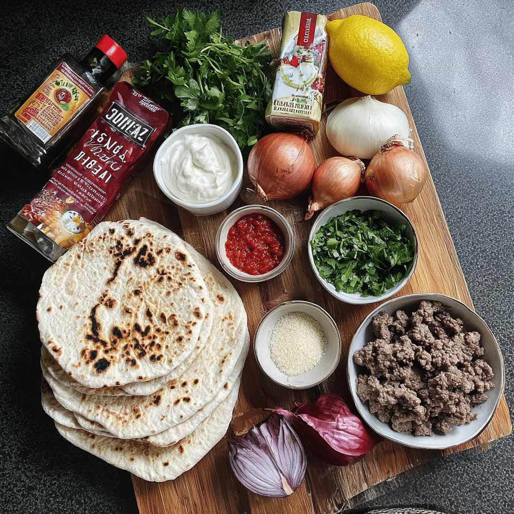Turkish Flatbread Beef Pizzas