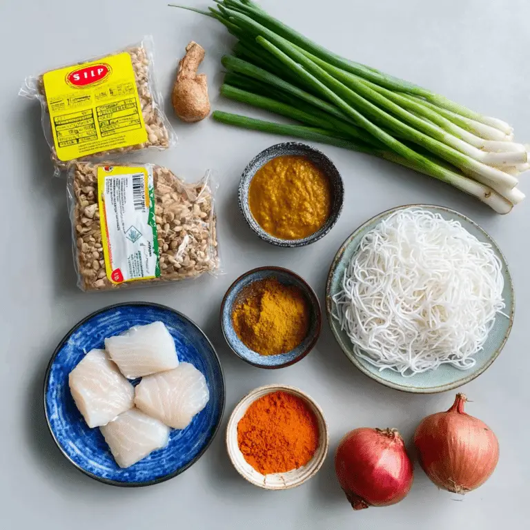Yellow Fish Curry with Rice Noodles