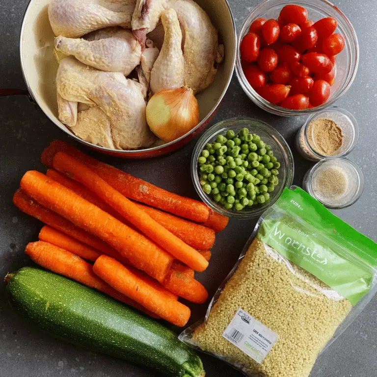 One Pot Roast Chicken and Veggie Couscous