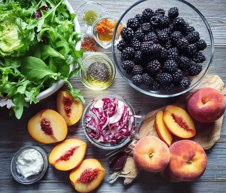Summer Salad with Peaches and Blackberries