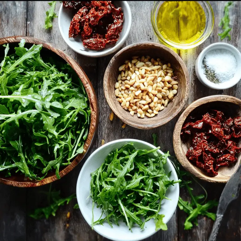 Arugula Salad with Sun-Dried Tomatoes and Pine Nuts