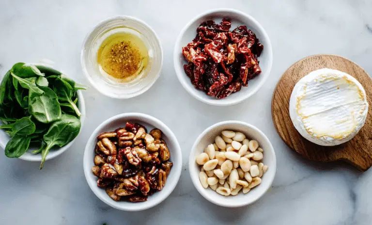 Baked Brie with Sun Dried Tomato and Pine Nuts