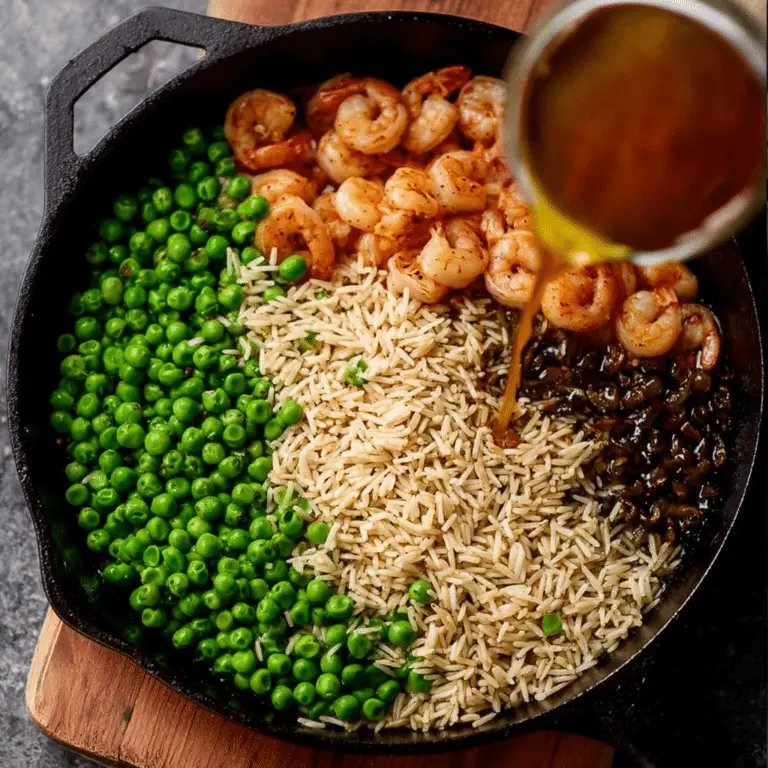 Skillet Shrimp with Rice & Peas