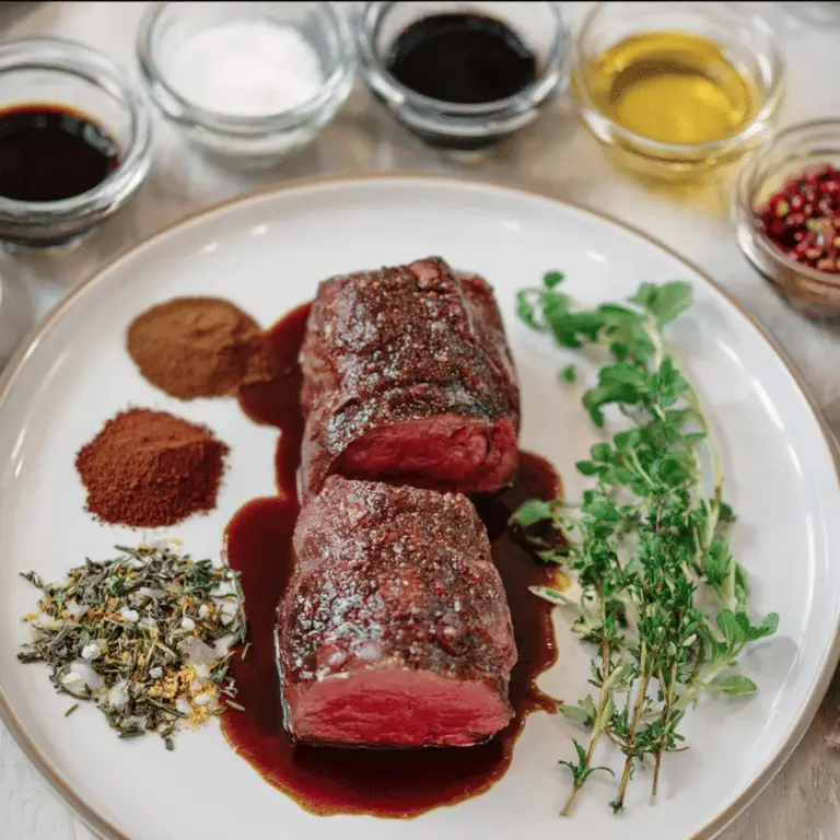 Beef Tenderloin Recipe with Cocoa Fennel Crust and Red Wine Sauce