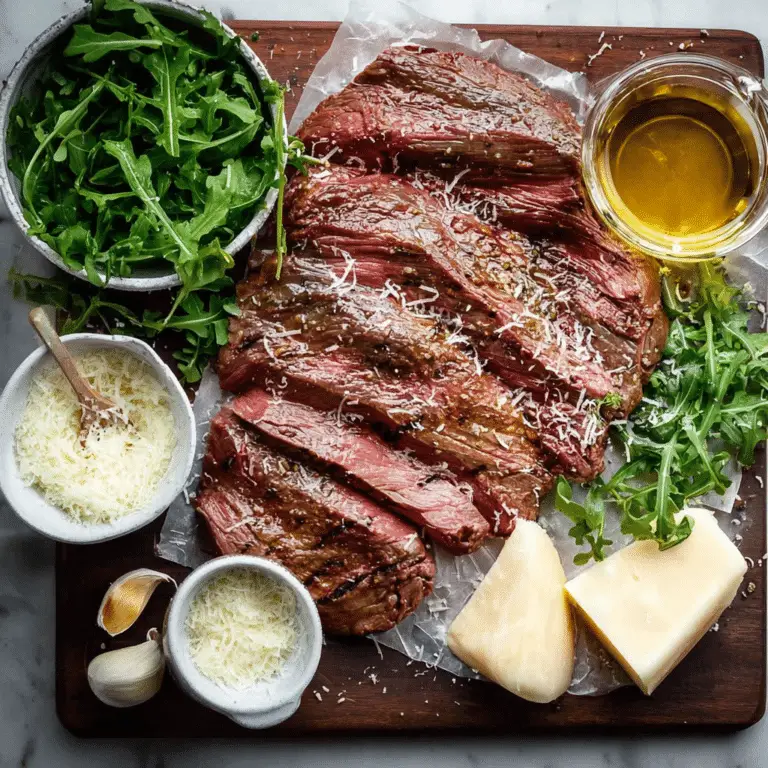 Grilled Flank Steak with Arugula and Parmesan